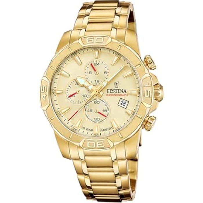 Montre - FESTINA - F20705/2 - Chronographe - Acier Inoxydable Doré - Étanchéité 10 Atm
