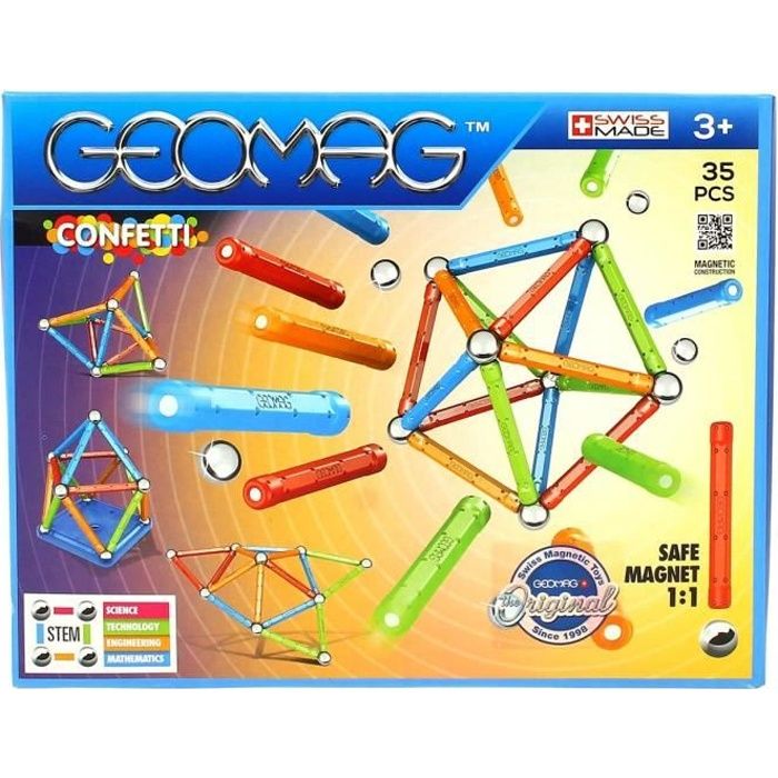 jeu de construction magnétique - giochi preziosi - confetti - 35 pièces - bleu