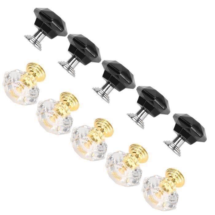 Base D'or De 30 Mm - Boutons En Verre De Cristal En Forme De Diamant, Base En Or, Pour Placard