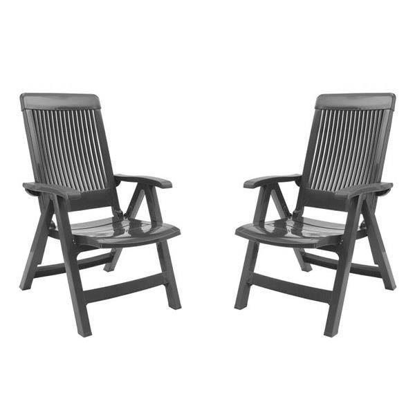 lot de deux fauteuils fidji avec dossier reglable anthracite cdiscount jardin
