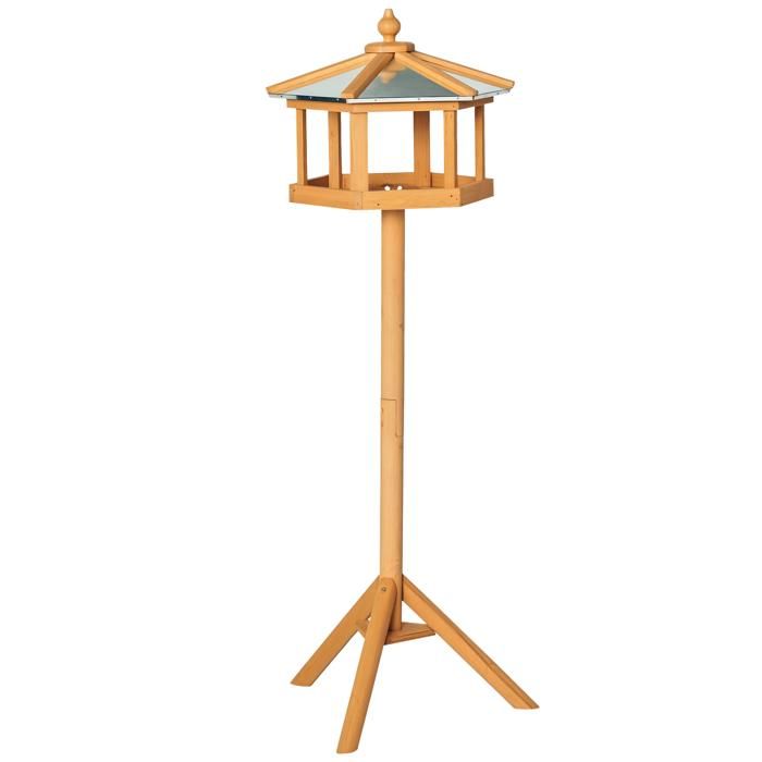 Mangeoire Sur Pied Nichoir A Plateau Station A Oiseau Bois Pour Exterieur 113cm 06