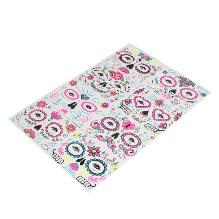 12Feuilles Tatouage Fluorescent Thème Dinosaure Tatouage Temporaire Ephémère Etanche Décoration