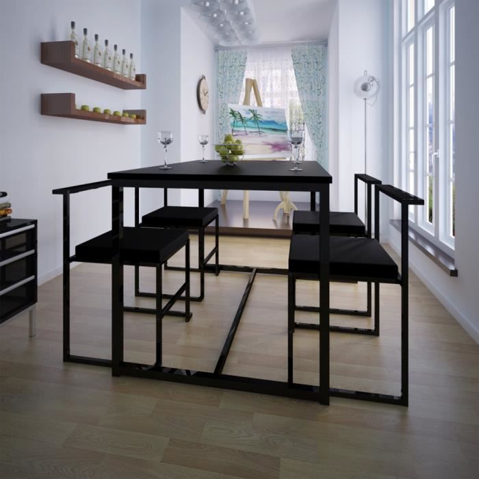 4pcs Chaises Table En Mdf Et Fer De Salle A Manger Ou De Cuisine