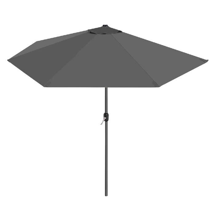 Demi-parasol de jardin coloris anthracite,parasol de balcon avec manivelle-Diamètre 270 x Profondeur 135 x Hauteur 230cm