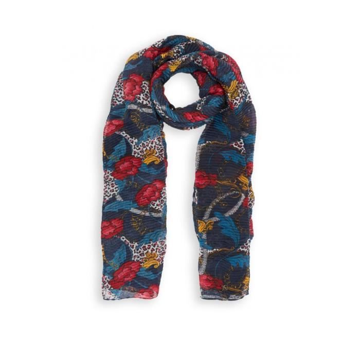 Kaporal Echarpe Femme Cheche Gaufre Imprime Fleuri Femme Disc Bleu