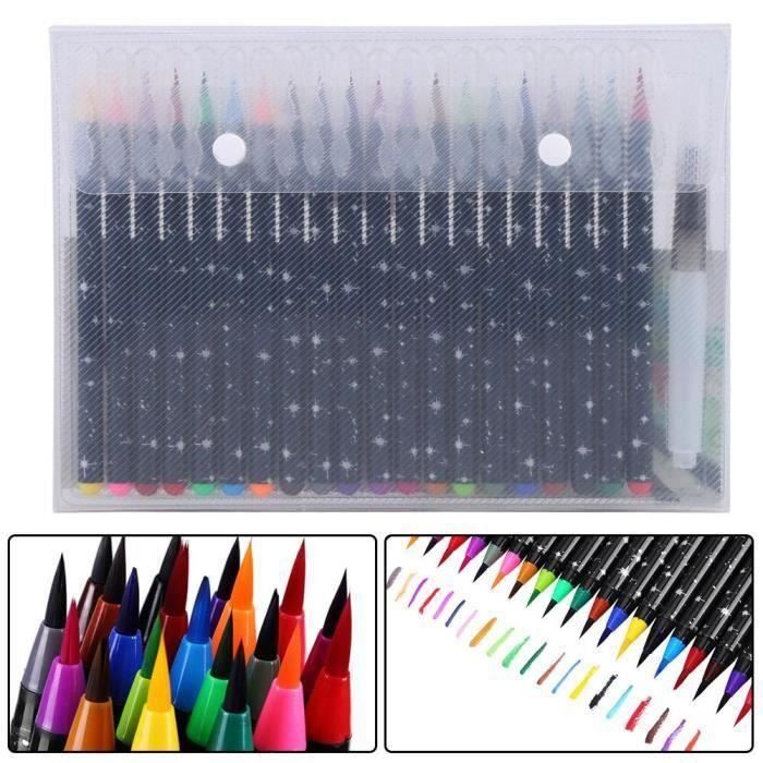 MeiLiang Ensemble Aquarelle de Voyage 52 Couleurs avec Crayon, Pinceau, Papiers, Éponge et Stylo à Dessin Noir, Pour Adultes - Étui Bleu