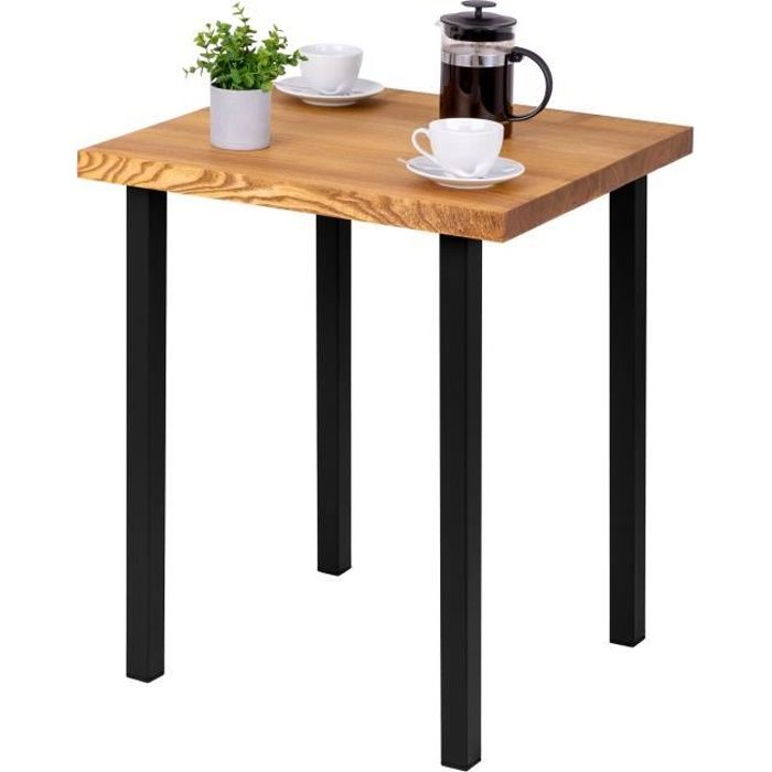 lamo manufaktur table haute de cuisine - mange debout - table de bar - 60x60x76 cm - noir - modèle classic - frêne rustique