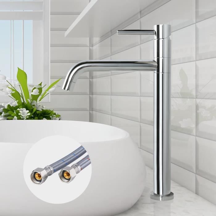 Homelody Robinet Salle De Bain Haut Bec Mitigeur Pour Vasque Chromé