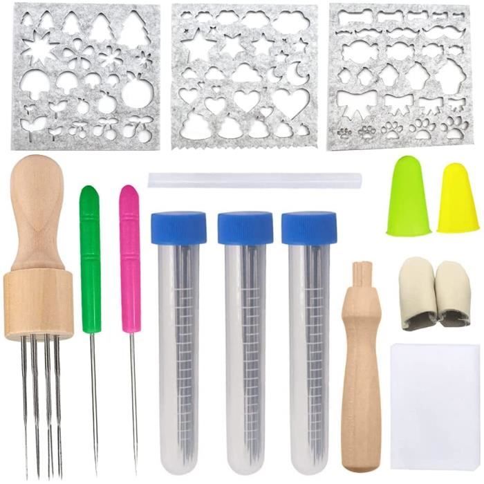 Kit Feutrage Laine 50 Couleurs - Outils Complets Laine Cardée Pour DIY - Idéal Travaux Manuels Créatifs - 3g Par Couleur
