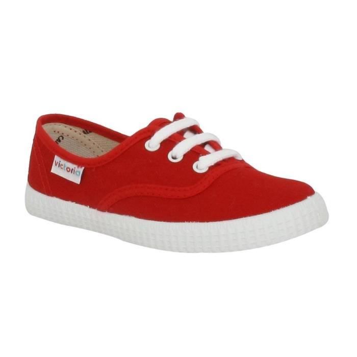 Baskets enfant VICTORIA 6613 en toile rouge avec lacets Rouge