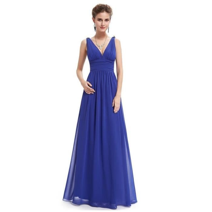 Robe Soiree Longue V Col Robe De Ceremonie De Cocktail De Mariage Bleu Profond Bleu Profond Achat Vente Robe De Ceremonie Cdiscount