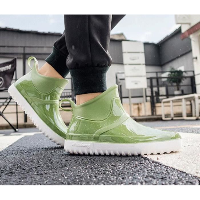 Bottes de pluie vert ECELEN Femme A lastique Basse Plat