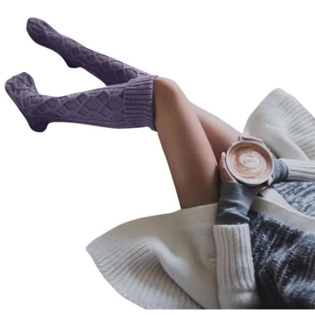 3 Paires Chaussettes Hautes Kiiwah Pour Femmes - Coton élastique, Genou, Pour Quotidien Ou Style
