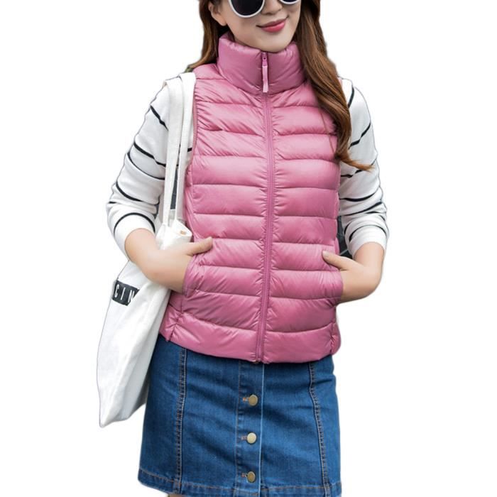 Doudoune Sans Manches Femme Avec Capuche - Gilet Ultra Chaud Léger, Coupe Longue, Zippé Avec Poches