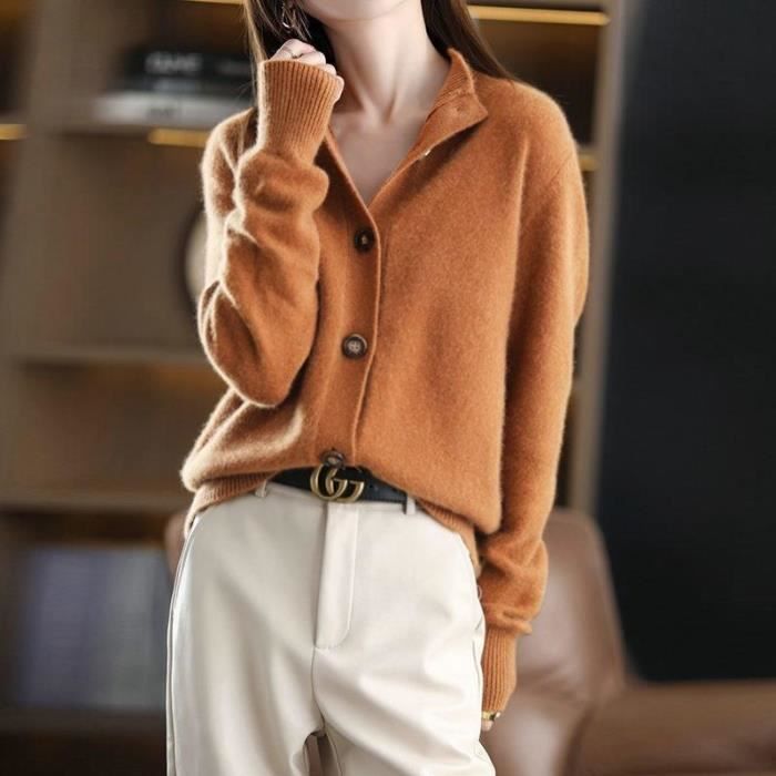 Pull Col En V Femme En Cachemire Mélangé - Tricoté Doux, Manches 3/4, Pour Automne-hiver, élégant Et Chaud - 4