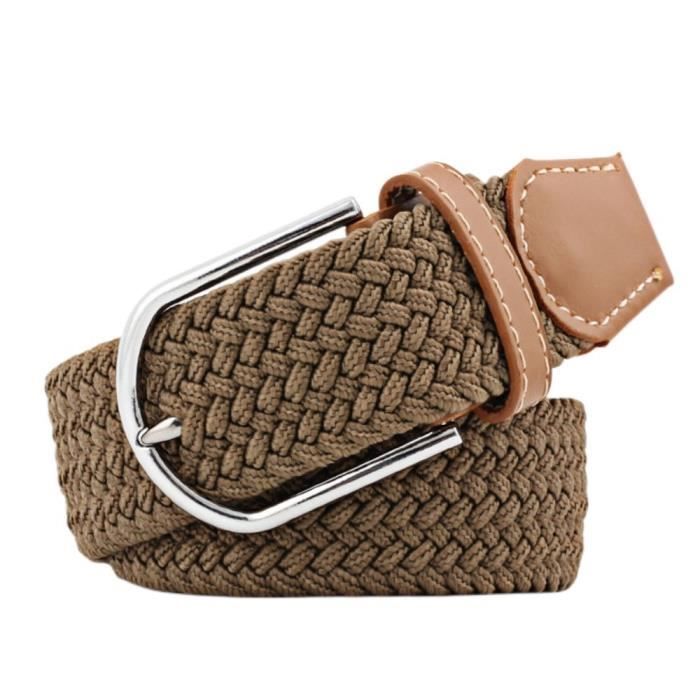 Ceinture élastiquée à boucle carrées en métal brossé - Taupe main image 0
