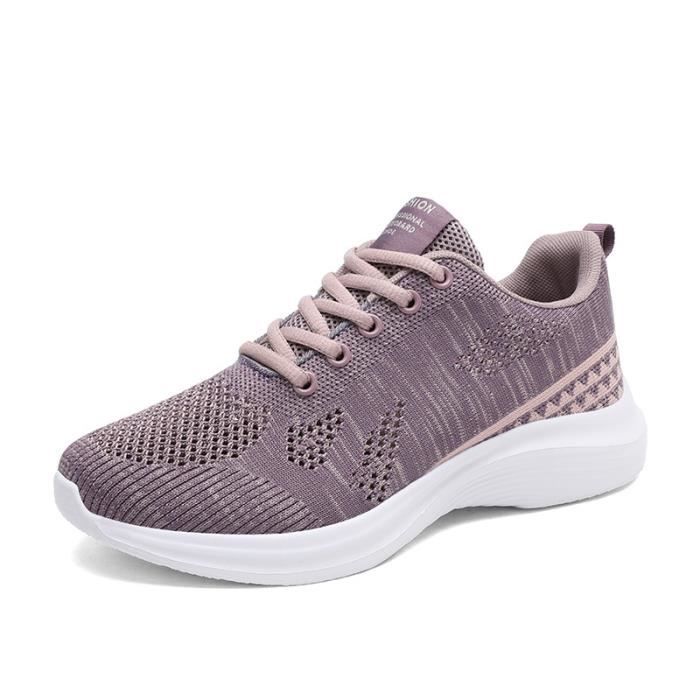 Basket Femme en Maille Respirante Plat Chaussures Sport Fitness