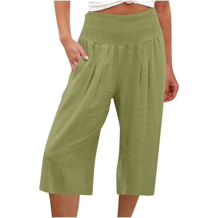 Pantalon court femme ete en coton et lin leger pour running Streamline Pantoufles Vert menthe Vert menthe Cdiscount Sport