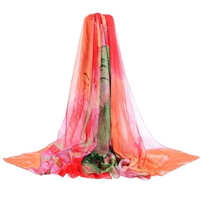 DAMILY® Écharpe femme foulard plage châle 200*150CM - Orange
