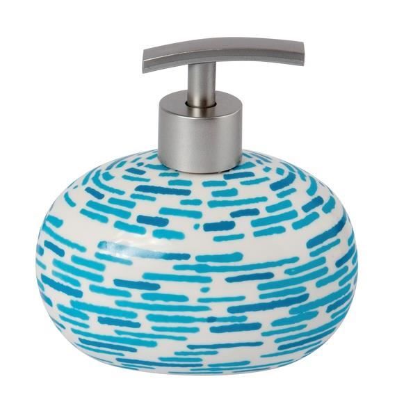 Distributeur De Savon Céramique MSV Amadora – Design Bleu Et Blanc, élégant Et Pratique Pour Salle De Bain Ou Cuisine - 4