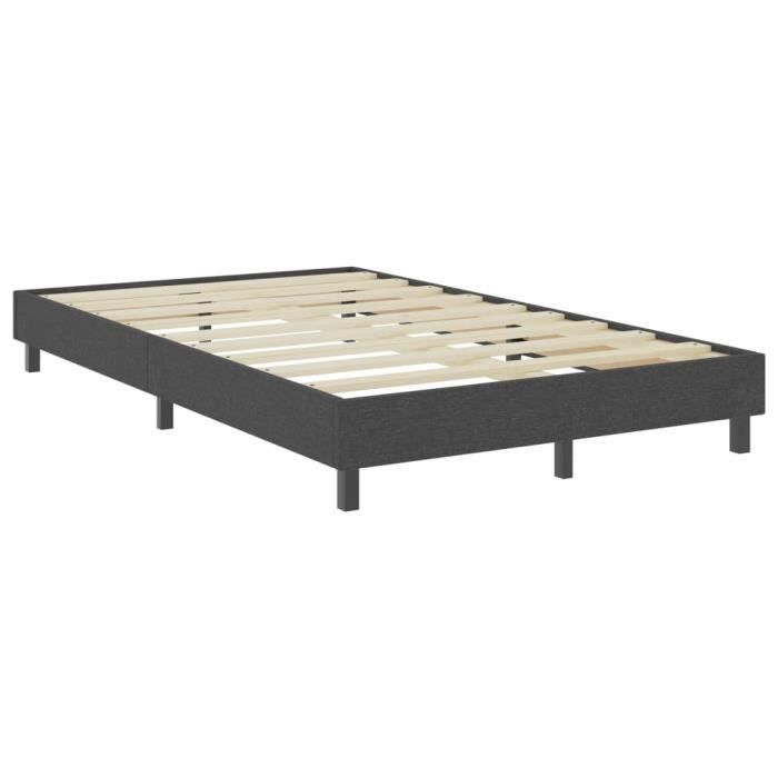 JIM - MEUBLE LIT - Sommier tapissier Gris Tissu 120 x 200 cm(9434)