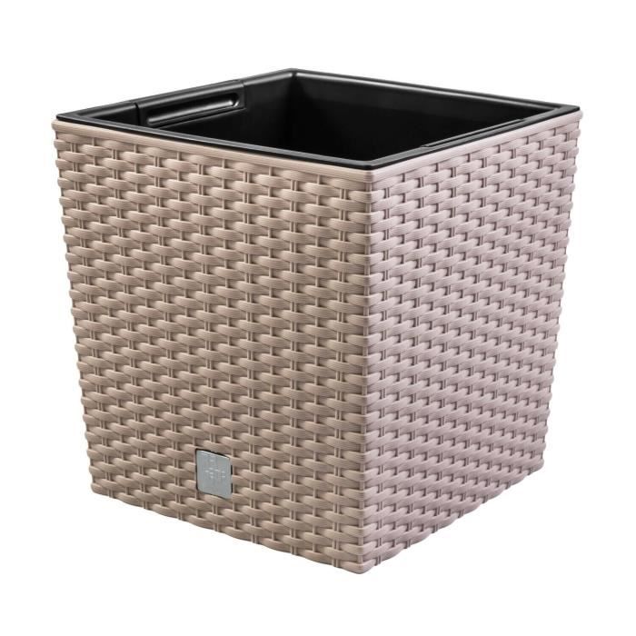 Zanvic Blumentopf 'Rato' Rund, 15 Liter, 30x27 Cm, Mocca – Kunststoff, UV-beständig, Mit Innenpot, Für Innen & Außen