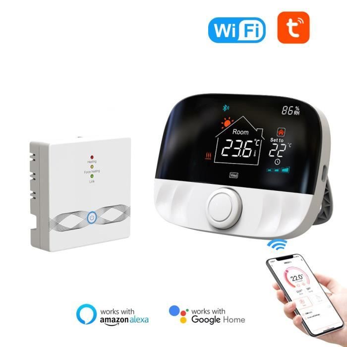 Thermostat intelligente Wifi sans fil RF433 Tuya – Thermostat d'ambiance  pour chauffage au sol/chaudière à gaz, Alexa Google - Cdiscount Bricolage