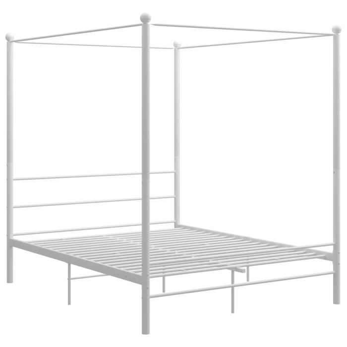 structure de lit à baldaquin - qqmora - contemporain design - blanc - métal enduit de poudre - 160x200 cm