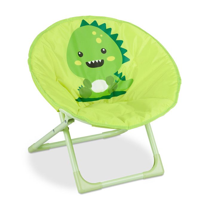 Relaxdays Moonchair enfant Monster pliable HxLxP 47 x 50 x 48 cm chaise/fauteuil enfants intérieur et extérieur vert
