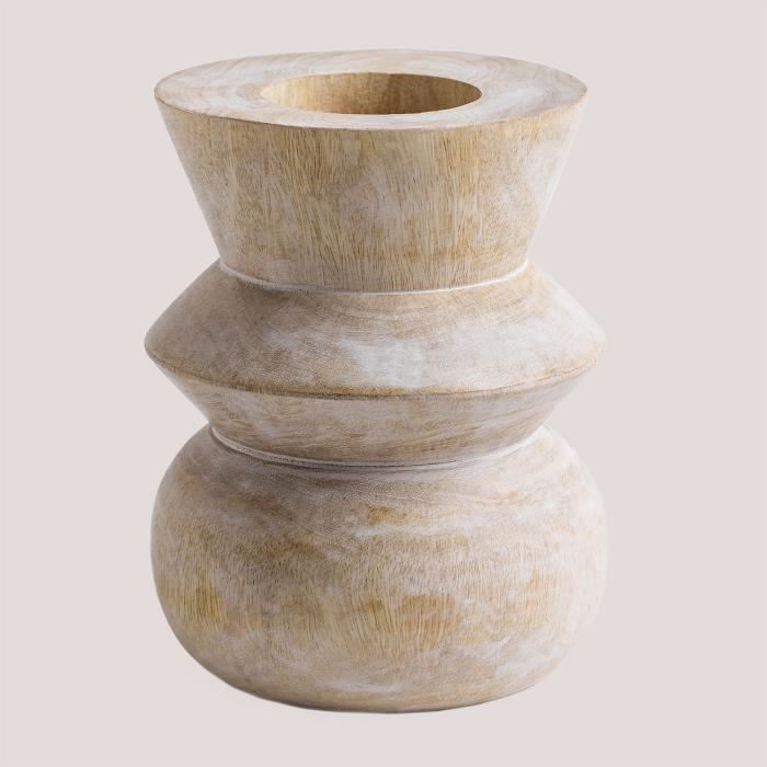 Vase En Bois De Racine Exotique Avec 3 Verres - Décoration Lumineuse Et Fleurie Marron
