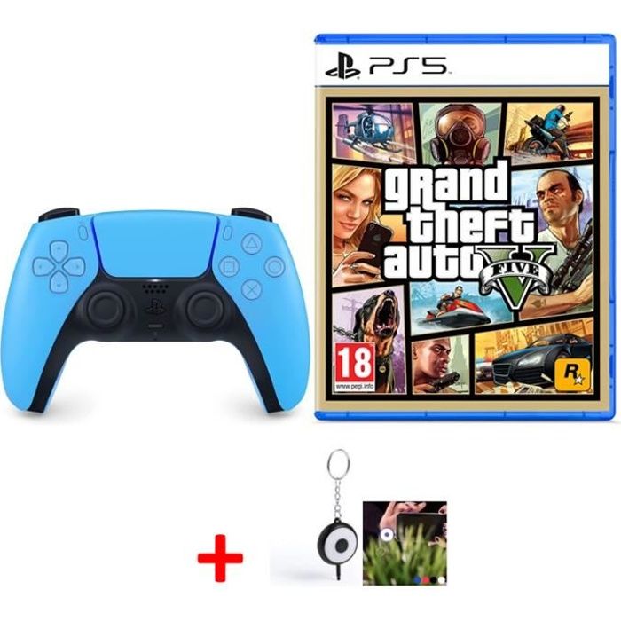 Manette sans Fil PS5 DualSense Starlight Blue Officiel + GTA