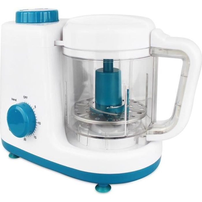 Robot De Cuisine Cuiseur A Vapeur Et Mixeur Pour Bebe Blanc Bleu Fonctions 2 En 1 Cuiseur Vapeur Et Melangeur Cdiscount Puericulture Eveil Bebe