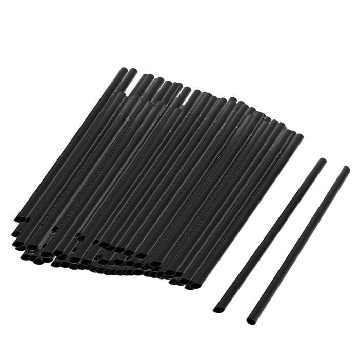 Pailles en plastique noir emballées individuellement 1000 Pack - 8 pouces  0.24 « large Paille à boire, sans Bpa