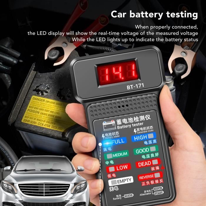 Testeur de batterie de voiture BT 171 Testeur d'alternateur automobile Analyseur de batterie automatique outillage test - SURENHAP