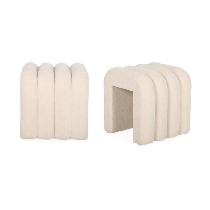 Set de 2 poufs contemporains en tissu beige Set de 2 poufs contemporains en tissu beige