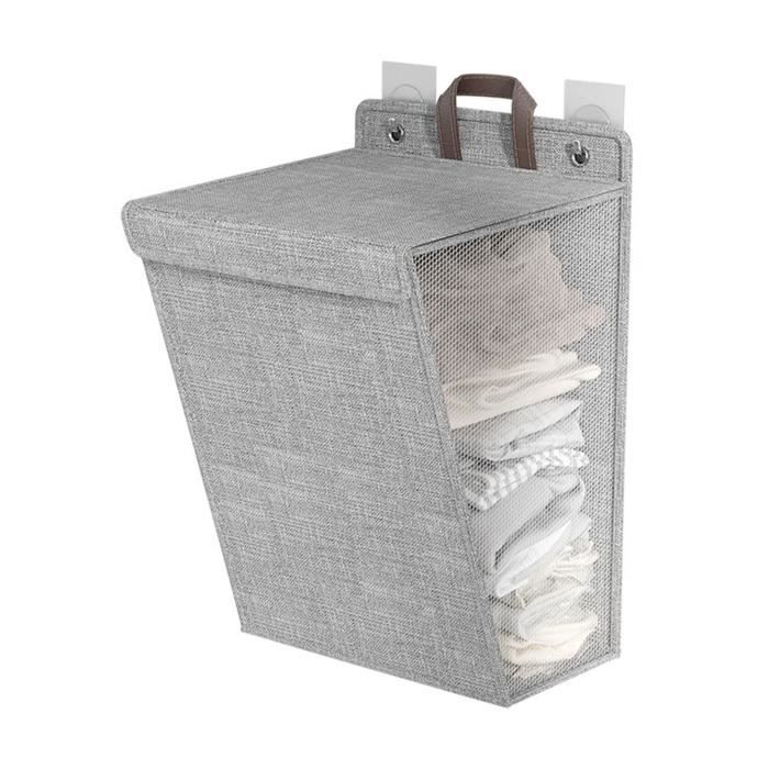 Panier à linge suspendu Panier à linge mural pliable panier à linge sale gain de place panier à meuble bac Gris Taille M