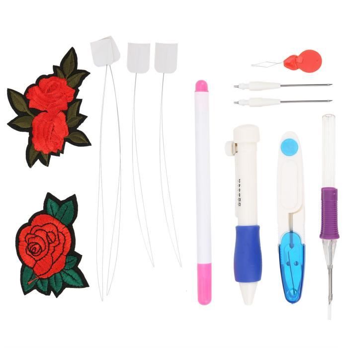 Xiciki Kit Broderie Punch Needle 3 Pièces – Stylo Aiguille Réglable Avec Manche Bois Ergonomique, Idéal Pour Débutants Et Créations Magnifiques !