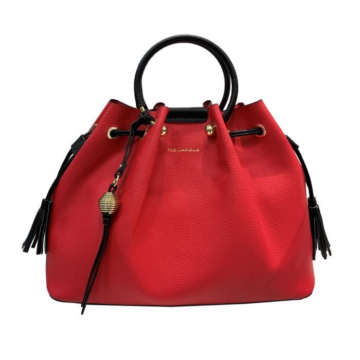 Sac 2 en 1 Ted lapidus rouge noir 36x28x13 cm A2351 Cdiscount Bagagerie Maroquinerie