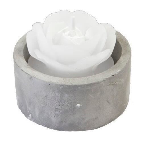 Bougie chauffe-plat rose blanche avec pot effet ciment (x4) R/BG022