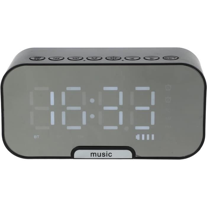 Radio-réveil Numérique Bluetooth 5.0 - Haut-parleur HIFI, Miroir écran LED, Double Alarme, Batterie 1600 MAh - Rose