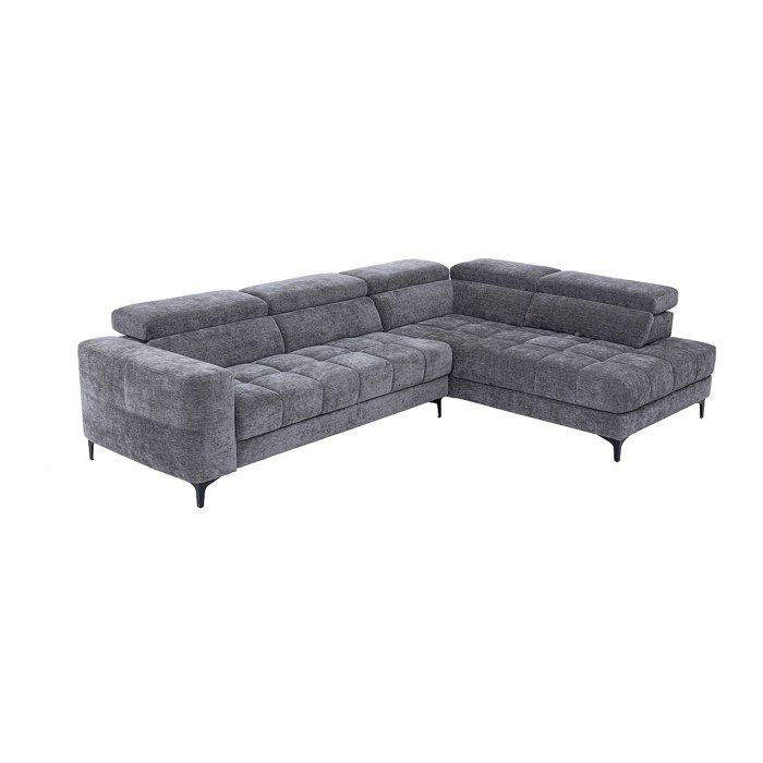 Canapé dangle droit relax avec assise coulissante électrique en tissu anthracite MONISO