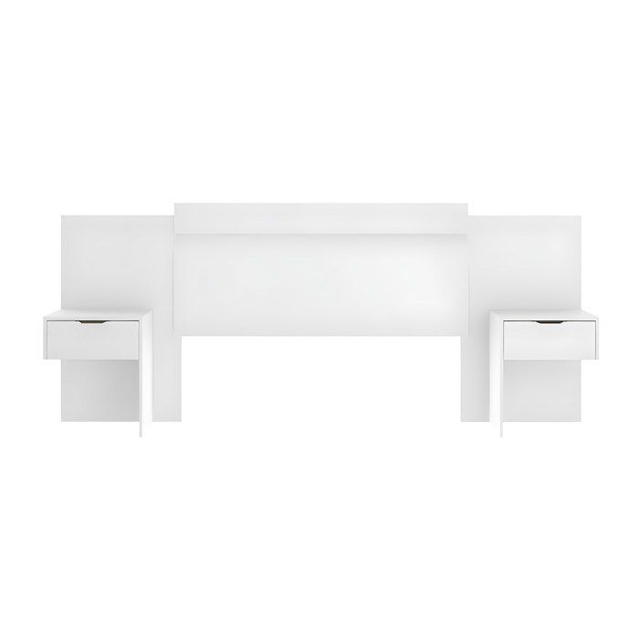 Tête de lit extensible avec chevets - 140/160 cm - Blanc - PARATI