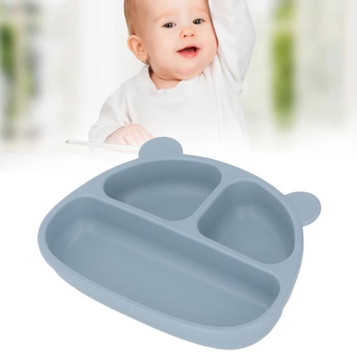 BADABULLE Lot de 3 assiettes bébé antidérapantes et incassables,  compatibles micro-ondes, 12m+ bleu - Badabulle