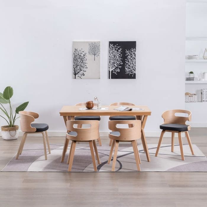 vidaXL 6x Bois Courbé Chaises à Dîner Chaises de Salle à Manger Chaises de Repas Chaises de Cuisine Chaises de Salon Maison 278855