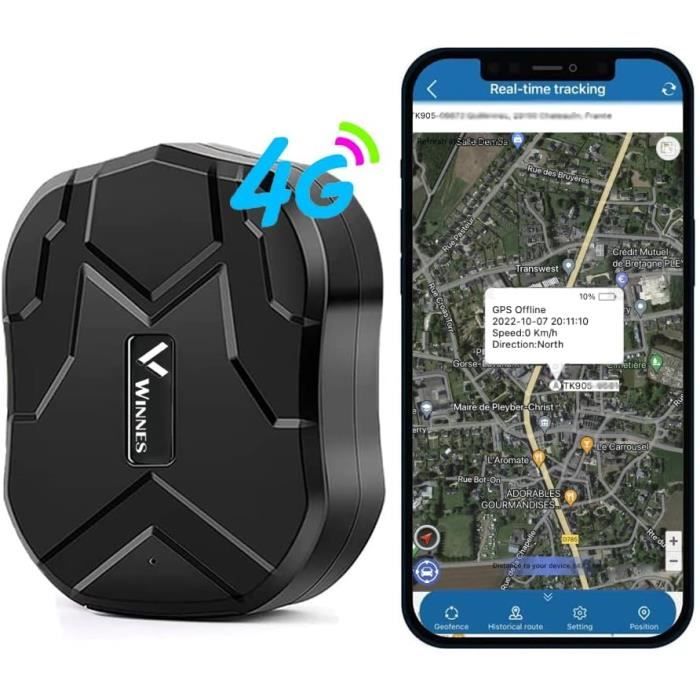 Winnes Traceur GPS Voiture 4G TK905B Magnétique Tracker GPS étanche Antivol avec Batterie Rechargeable 10000mah Localisation en T