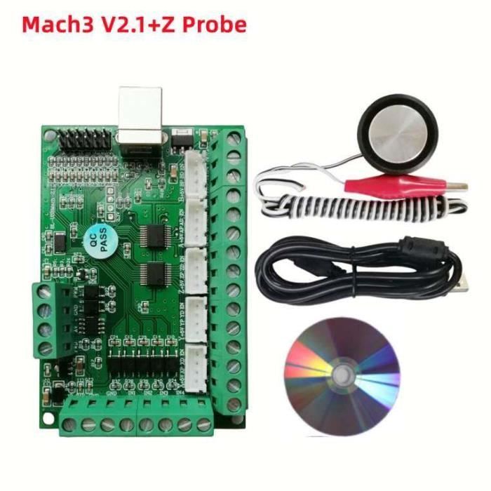 Carte Contrôleur Mouvement CNC USB MACH3 5 Axes Verte + Volant Sans Arrêt