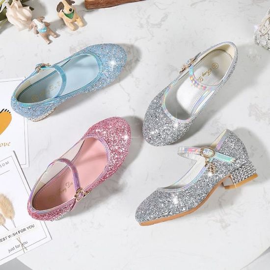 Chaussures de Princesse Fille Femme en Paillettes Or Or
