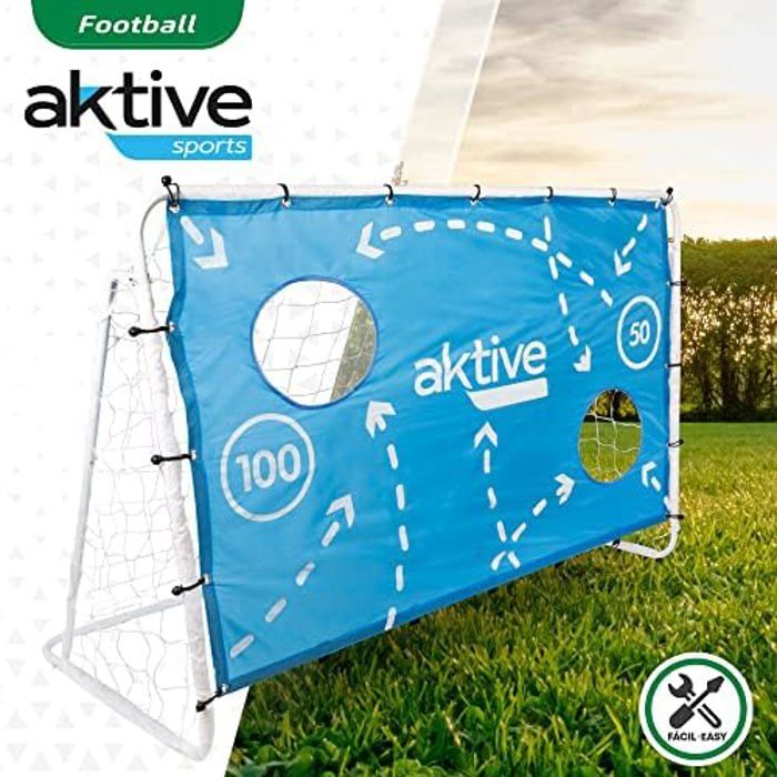 But De Football Enfant Aktive 49043 – 182 X 91 X 122 Cm – Avec Bâche D’Entraînement & Filet – Jardin & Terrasse