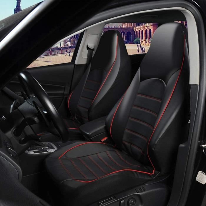 Housse De Siège Auto Avant - Protection Siège Gris - Cuir PU Antidérapant - Compatible Airbag