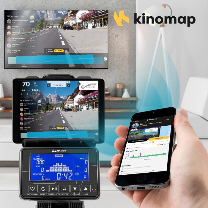 Rameur Pliable à Résistance Eau Et Magnétique - Appartement, Compatible APP - Bois De Noyer
